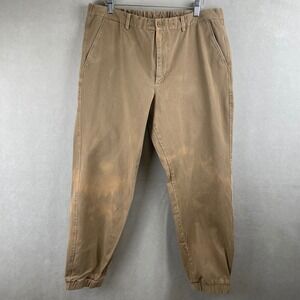 Uniqlo Jogger Pants Mens XL Tan Khaki Stretch Elastic Distressed Sun Bleach Gorp